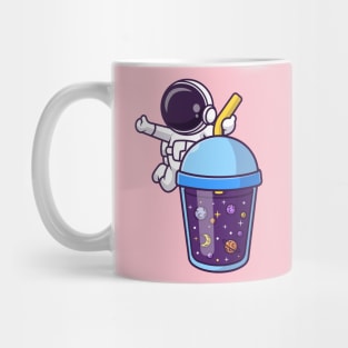 Cute Astronaut With Space Drink Cartoon Mug